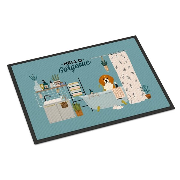 Carolines Treasures 18 x 27 in. Tricolor Beagle in Bathtub Indoor or Outdoor Mat CK7462MAT - main